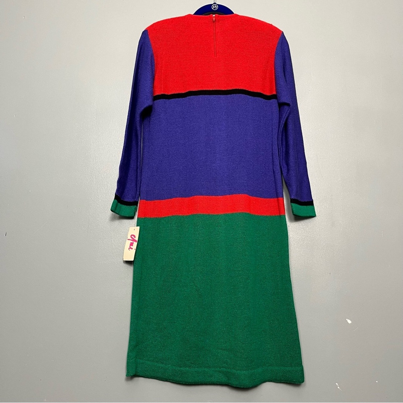 Vintage 90s Neiman Marcus Color Block Chunky Knit Sweater Dress Women's Size 12 — image 2 of 8